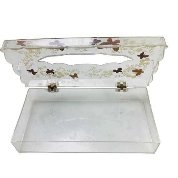 Wolff Tissue Holder Cover Box Lucite Acrylic Butterflies Flower Vintage Retro - Picture 6 of 9